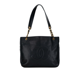 Chanel B Chanel Black Caviar Leather Leather Caviar CC Tote Italy