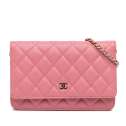 Chanel B Chanel Pink Caviar Leather Leather Classic Caviar Wallet On Chain France