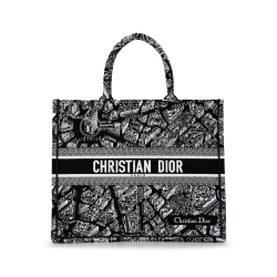 Christian Dior AB Dior Black Canvas Fabric Large Plan De Paris Book Tote Italy