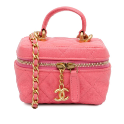 Chanel AB Chanel Pink Caviar Leather Leather Micro Caviar Chain Vanity Bag France