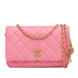 Chanel AB Chanel Pink Lambskin Leather Leather Lambskin Pearl Crush Wallet On Chain Italy