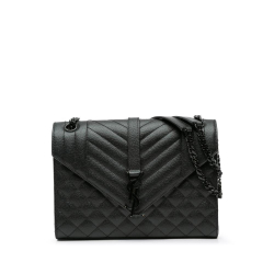 Saint Laurent B Saint Laurent Black Calf Leather Medium Grain De Poudre Triquilt Monogram Envelope Bag Italy