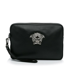 Versace AB Versace Black Calf Leather Medusa Clutch Italy