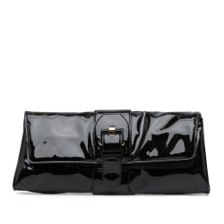 Christian Louboutin B Christian Louboutin Black Patent Leather Leather Flap Clutch Italy