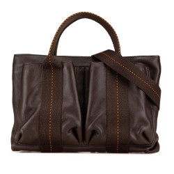 Hermès B Hermès Brown Dark Brown Calf Leather Caravan Horizontal PM France