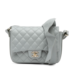 Chanel AB Chanel Gray Calf Leather Quilted skin Bolero de Chanel Flap France