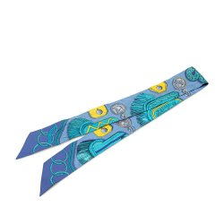 Hermès AB Hermès Blue Silk Fabric Epaulettes Twilly Scarf France