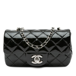 Chanel B Chanel Black Patent Leather Leather Extra Mini Rectangular Classic Patent Flap Italy