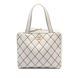 Chanel B Chanel White Ivory Lambskin Leather Leather CC Wild Stitch Handbag Italy