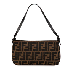 Fendi AB Fendi Brown Canvas Fabric Zucca Pochette Italy