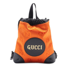 Gucci AB Gucci Orange with Black Nylon Fabric GG Off The Grid Drawstring Backpack Italy