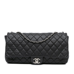 Chanel B Chanel Black Lambskin Leather Leather Jumbo Quilted Lambskin Coco Rain Flap Italy