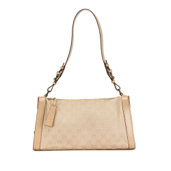 Gucci B Gucci Brown Beige Canvas Fabric GG Shoulder Bag Italy