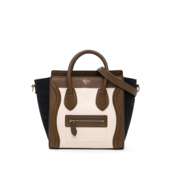 Celine B Celine Brown Navy with Multi Calf Leather Nano Tricolor Luggage Tote Italy