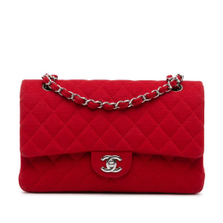 Chanel AB Chanel Red Cotton Fabric Medium Classic Jersey Double Flap France