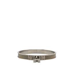 Hermès B Hermès Gray Calf Leather Kelly Cadena Lock Bangle Bracelet France