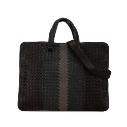 Bottega Veneta B Bottega Veneta Black Nappa Leather Leather Intrecciato Nappa Club Fume Briefcase Italy