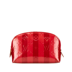 Louis Vuitton AB Louis Vuitton Red Vernis Leather Leather Monogram Vernis Rayures Cosmetic Pouch Spain