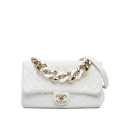 Chanel B Chanel White Lambskin Leather Leather Small Elegant Chain Single Flap Italy