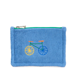 Hermès B Hermès Blue Wool Fabric Pile Bicycle Pouch PM France