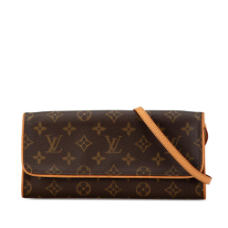 Louis Vuitton B Louis Vuitton Brown Monogram Canvas Canvas Monogram Pochette Twin GM Spain