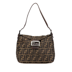 Fendi B Fendi Brown Canvas Fabric Zucca Double Flap Mamma Italy