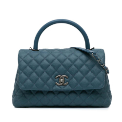 Chanel B Chanel Blue Navy Caviar Leather Leather Medium Caviar Coco Top Handle Bag Italy