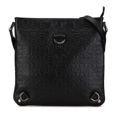 Gucci B Gucci Black Calf Leather Embossed Abbey D-Ring Horsebit Crossbody Italy