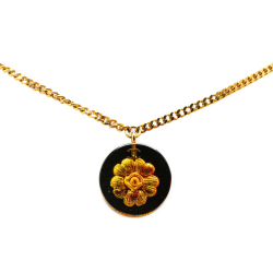 Chanel B Chanel Gold Gold Plated Metal And Resin Camellia Pendant Necklace France