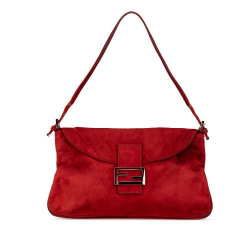 Fendi B Fendi Red Suede Leather Double Flap Shoulder Bag Italy