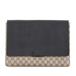 Gucci AB Gucci Brown with Black Canvas Fabric Large GG Supreme Clutch Italy