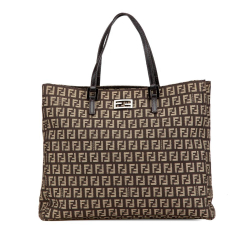 Fendi B Fendi Brown Dark Brown Canvas Fabric Zucchino Tote Italy