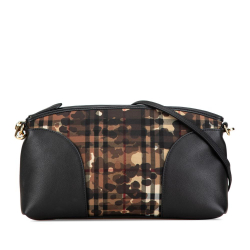 Burberry B Burberry Black Nylon Fabric Small Horseferry Check Chichester Camouflage Crossbody Italy