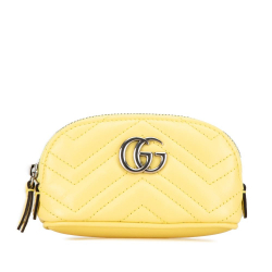 Gucci AB Gucci Yellow Calf Leather GG Marmont Matelasse Key Pouch Italy