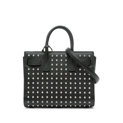 Saint Laurent B Saint Laurent Black Calf Leather Nano Studded Sac de Jour Italy