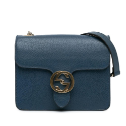 Gucci AB Gucci Blue Calf Leather Small Dollar skin Interlocking G Crossbody Italy