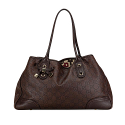 Gucci AB Gucci Brown Dark Brown Calf Leather Guccissima Princy Tote Italy