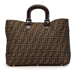 Fendi B Fendi Brown Canvas Fabric Large Zucca Twins Tote Italy