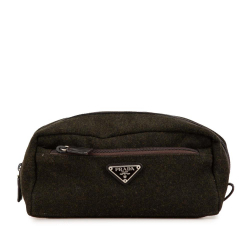 Prada B Prada Brown Dark Brown Wool Fabric Pouch Italy