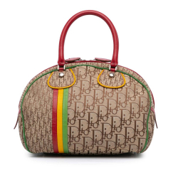 Christian Dior B Dior Brown Canvas Fabric Diorissimo Rasta Handbag Italy