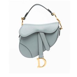 Christian Dior B Dior Blue Light Blue Calf Leather Micro skin Saddle Italy