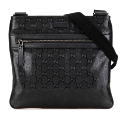 Gucci AB Gucci Black Coated Canvas Fabric GG Imprime Crossbody Italy