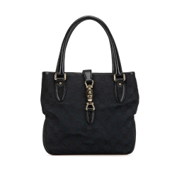 Gucci AB Gucci Black Canvas Fabric GG Jackie Tote Italy