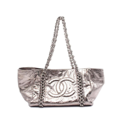 Chanel AB Chanel Silver Calf Leather Medium Metallic skin Modern Chain Tote Italy