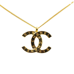 Chanel B Chanel Gold Gold Plated Metal CC Logo Pendant Necklace Italy