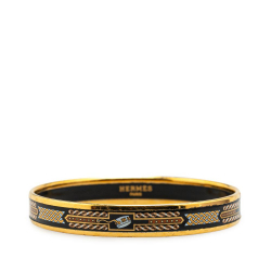 Hermès AB Hermès Black with Gold Enamel Other Narrow Cloisonne Bangle 70 Austria