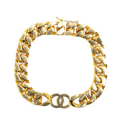 Chanel AB Chanel Gold Gold Plated Metal CC Chain Bracelet France