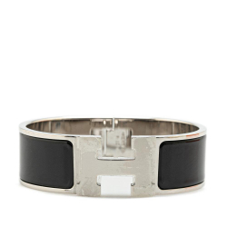 Hermès B Hermès Black with Silver Enamel Other Wide Clic Clac H Bracelet GM France