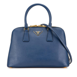 Prada B Prada Blue Saffiano Leather Medium Lux Promenade Satchel Spain