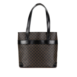 Celine B Celine Black Coated Canvas Fabric Macadam Tote Italy